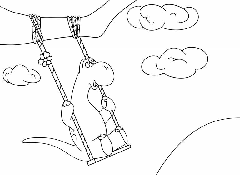 Momo the dino swinging into Spring